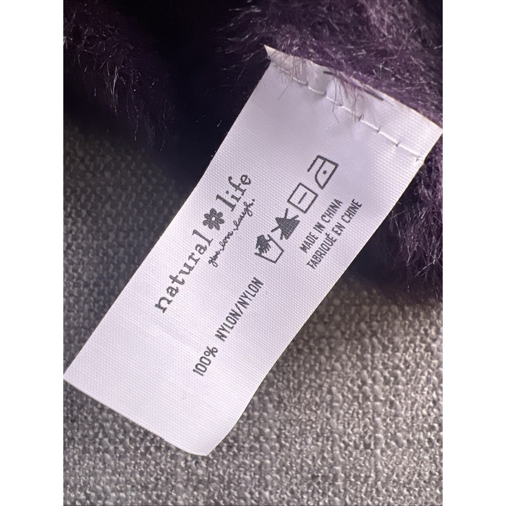 Natural Life Fuzzy Cropped Sweater‎ Boat Neck Long Sleeve Womens L Plum Purple - Picture 8 of 11